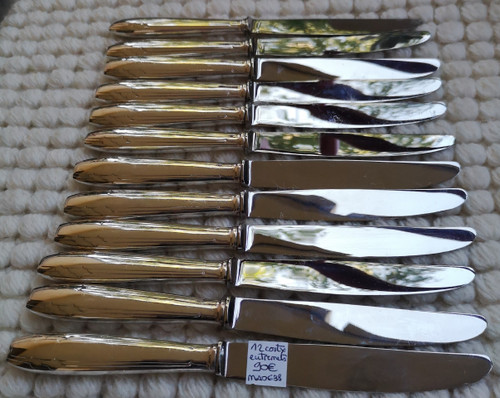 12 dessert/dessert knives silver metal handle goldsmith APOLLO