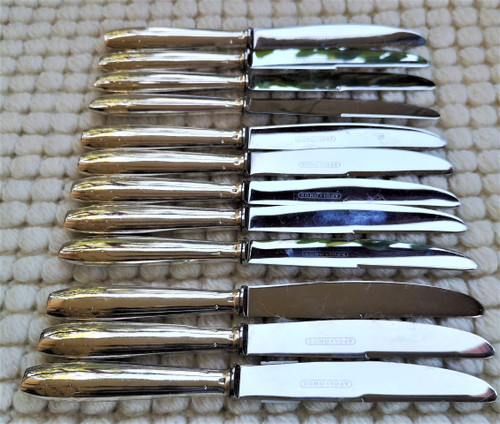 12 dessert/dessert knives silver metal handle goldsmith APOLLO