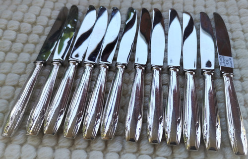 12 dessert/dessert knives silver metal handle goldsmith APOLLO