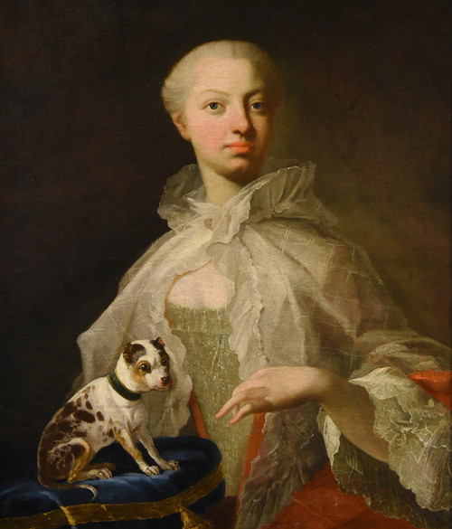 Ritratto di nobildonna con cagnolino, Louis Michel van Loo (Toulon 1707– Parigi 1771)