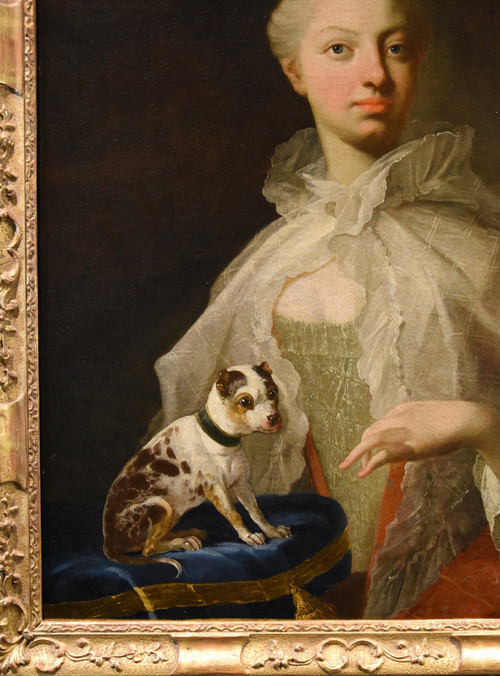 Ritratto di nobildonna con cagnolino, Louis Michel van Loo (Toulon 1707– Parigi 1771)