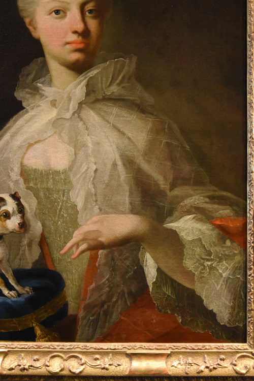 Ritratto di nobildonna con cagnolino, Louis Michel van Loo (Toulon 1707– Parigi 1771)