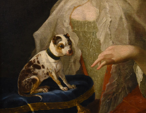 Ritratto di nobildonna con cagnolino, Louis Michel van Loo (Toulon 1707– Parigi 1771)