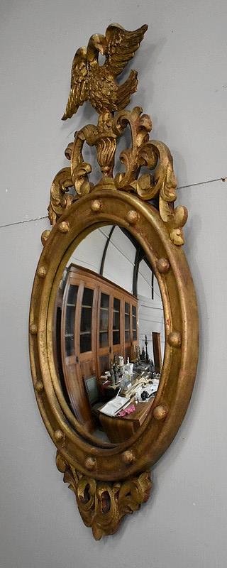 Old-fashioned Golden Wood Witch Mirror - Late 19th Century