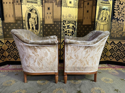 Pair of Bergère Armchairs Art Deco Period