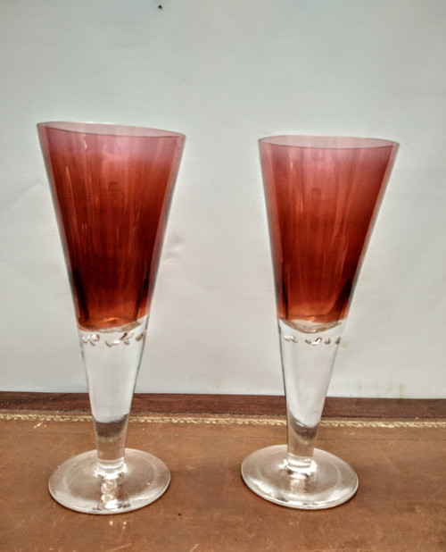 Pair of crystal vases.