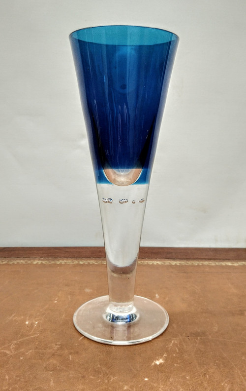 Blue crystal vase