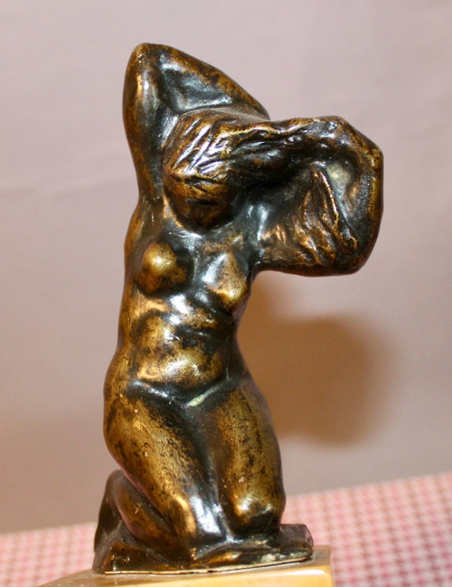 Bronze By Léon Ernest Drivier "Bather Tying Her Hair"