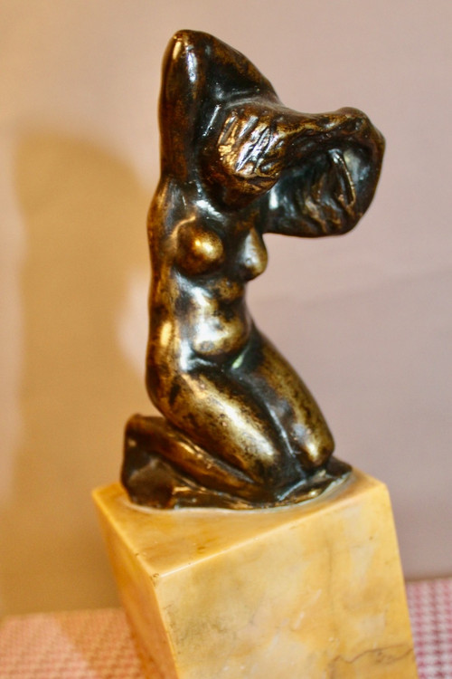 Bronze By Léon Ernest Drivier "Bather Tying Her Hair"