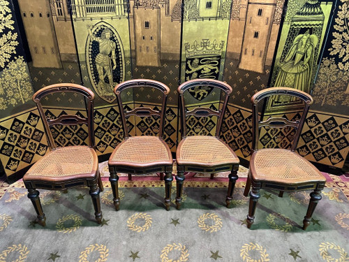 Suite De 4 Chaises Cannées Napoléon III