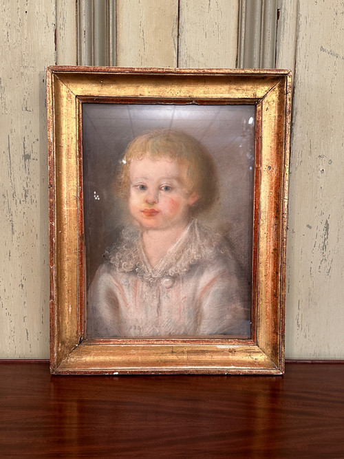 18th Century School, Pastel Portrait of a Child Signed and Dated 1789