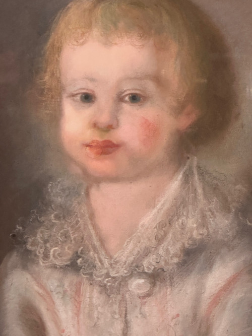 18th Century School, Pastel Portrait of a Child Signed and Dated 1789