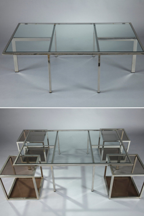 Coffee table and 4 removable side tables