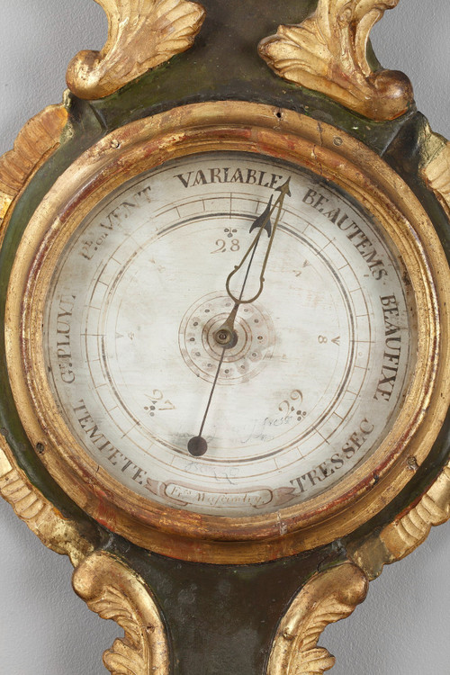 Louis XV period rocaille barometer-thermometer