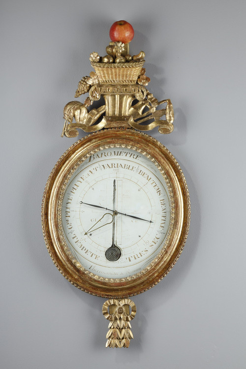 Réaumur Barometer-Thermometer aus vergoldetem Holz, Louis XVI-Zeit