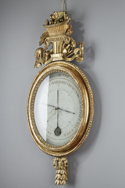 Réaumur Barometer-Thermometer aus vergoldetem Holz, Louis XVI-Zeit