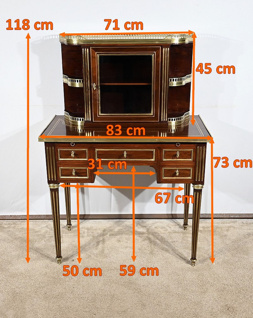 Small Mahogany Showcase Desk, Louis XVI style – Mid-19th century