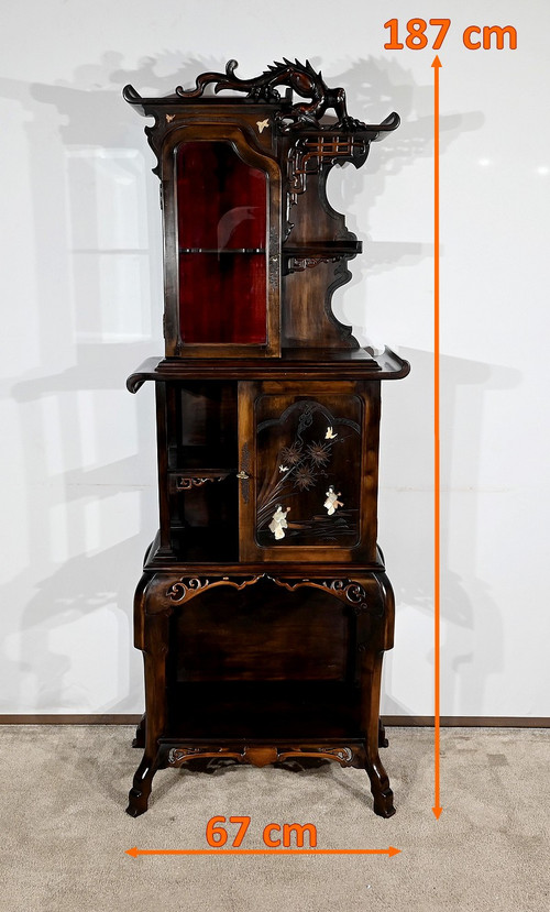 Asian cabinet in stained beech, Viardot taste – Late 19th century