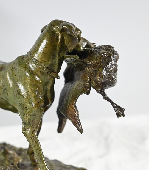 Bronze « Braque au Canard », signé P.J Mêne – Milieu XIXe