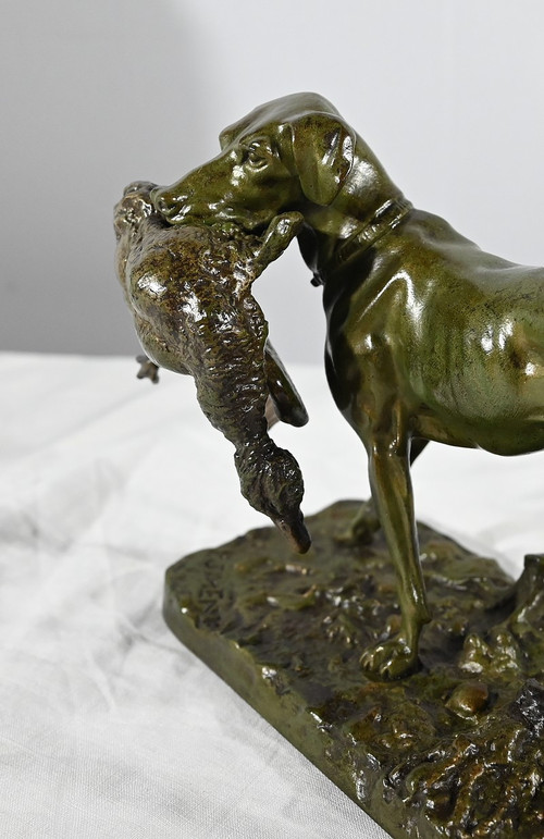 Bronze « Braque au Canard », signé P.J Mêne – Milieu XIXe