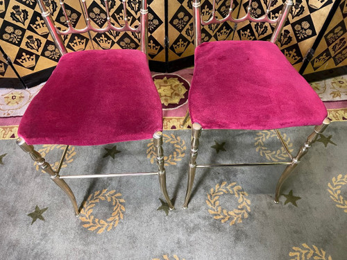 Pair Of Italian Chiavari Chairs In Brass 1940/1950