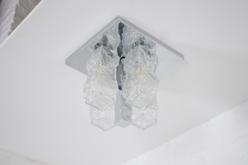 Brutalist “Ice glass” ceiling lamp.