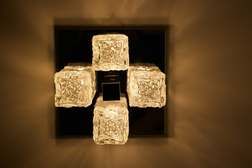 Brutalist “Ice glass” ceiling lamp.