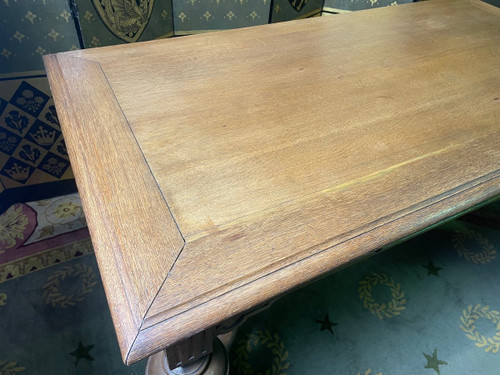 Louis XIII Style Oak Flat Desk - Renaissance