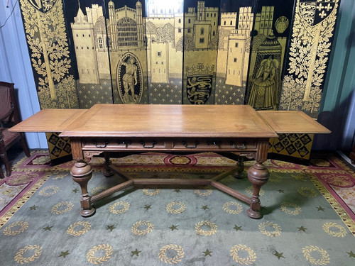 Louis XIII Style Oak Flat Desk - Renaissance