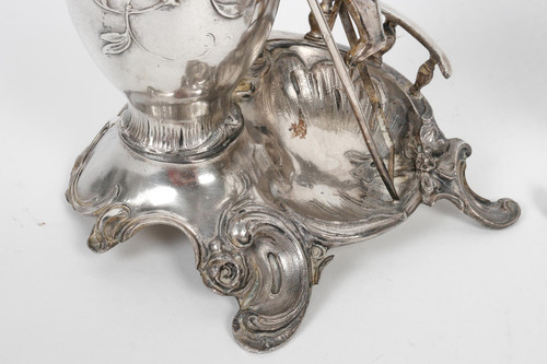 A pair of Art Nouveau silver-plated soliflore vases, 20th century period