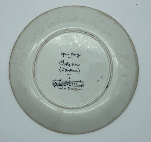 Pair of plates Creil Montereau music opera food