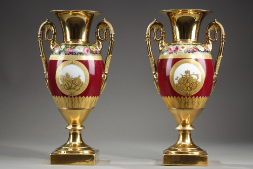 RESTORATION PERIOD PAIR OF PORCELAIN VASES