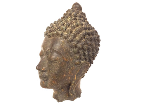 Scultura in bronzo Statua buddista Testa di Buddha Tailandia XVII XVIII