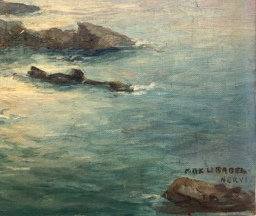 Oil on canvas “La Côte de Nervi” by the painter Max Usadel