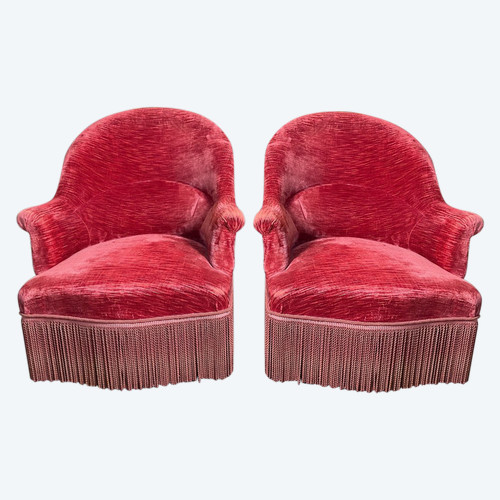 Pair De Fauteuils Crapauds Napoléon III