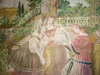 Tapisserie brodée à l'aiguille époque restauration