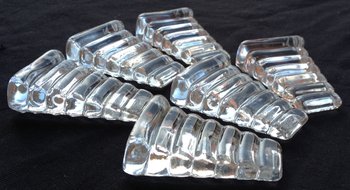 Rare 6 bamboo Baccarat crystal plates wedge