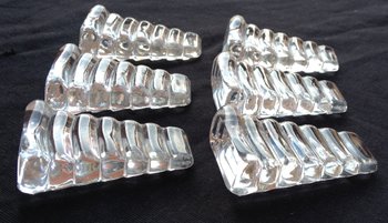 Rare 6 bamboo Baccarat crystal plates wedge