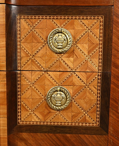 Rosewood and Amaranth chest of drawers, Louis XV / Louis XVI Transition style – Late 19th century