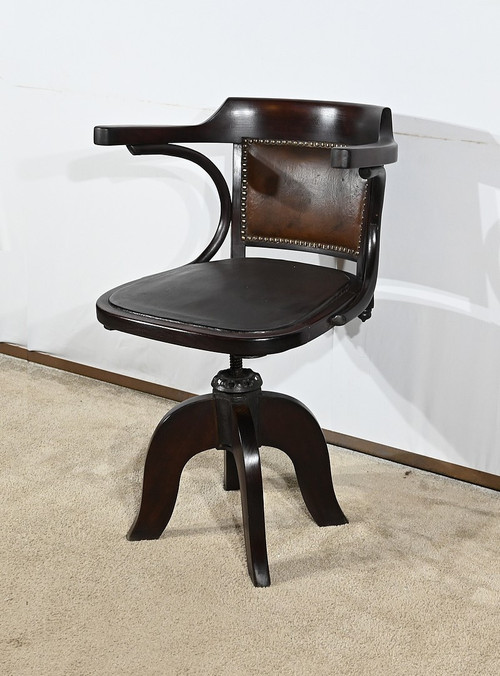 Swivel Office Armchair, in Stained Beech – 1940