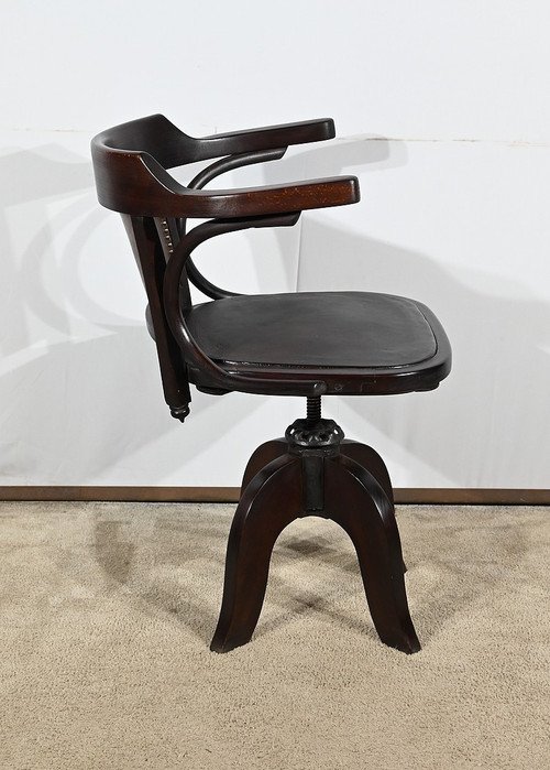 Swivel Office Armchair, in Stained Beech – 1940