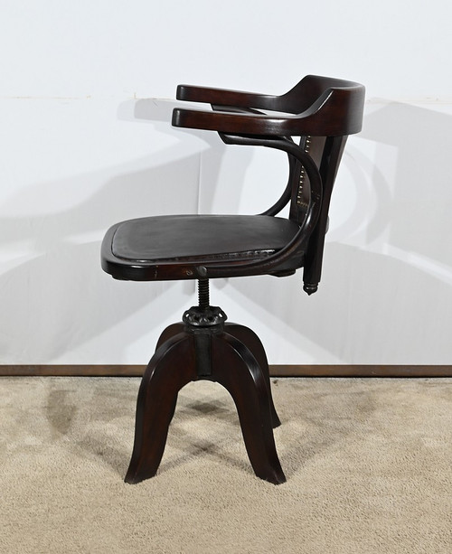 Swivel Office Armchair, in Stained Beech – 1940