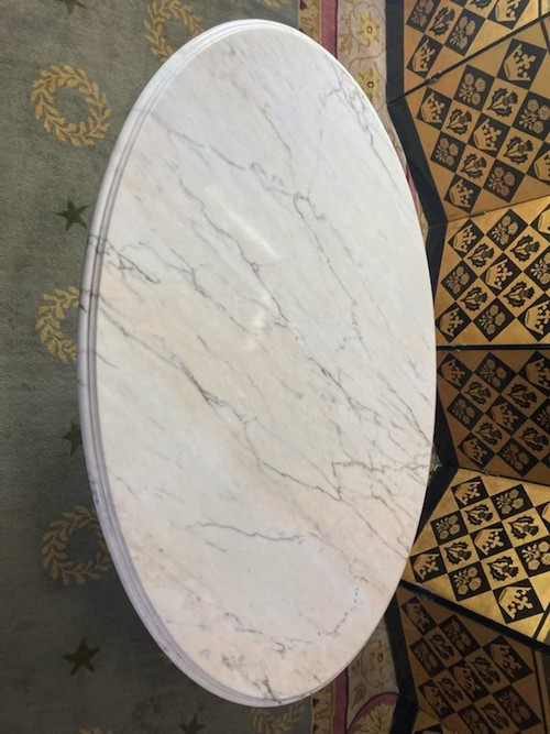 Carrara Marble Oval Coffee Table