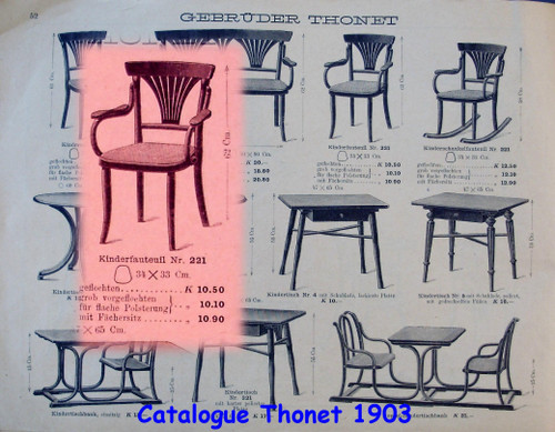 THONET Kindersessel Nr. 221, 1900, neues Geflecht