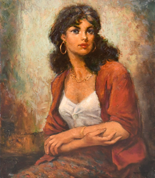 French school of the 20th century "La bohémienne" Oil on canvas