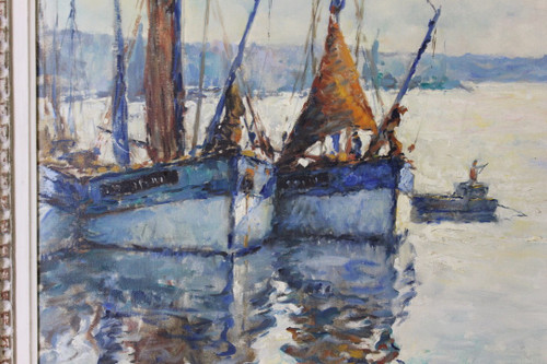 Oil On Canvas, Fishing Boat By Jean Darignan