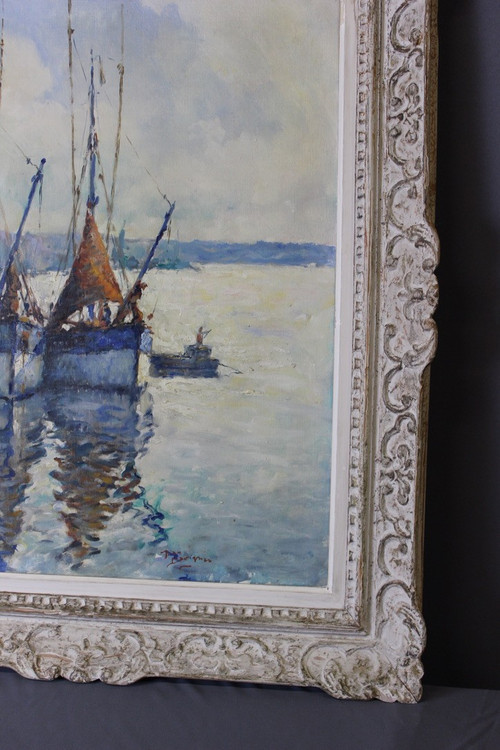 Oil On Canvas, Fishing Boat By Jean Darignan