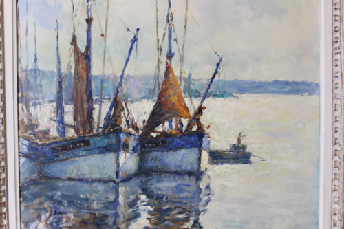 Oil On Canvas, Fishing Boat By Jean Darignan