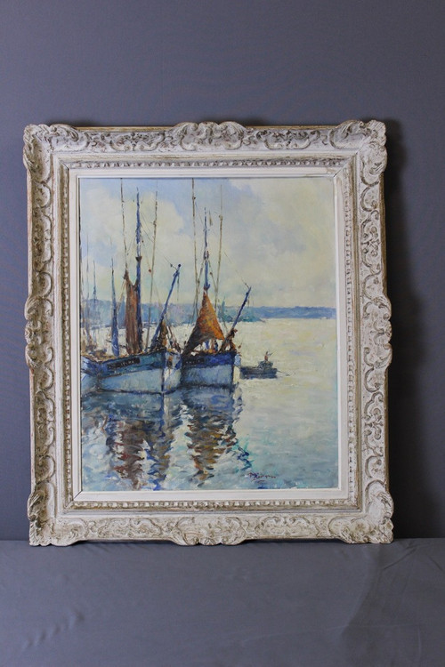 Oil On Canvas, Fishing Boat By Jean Darignan