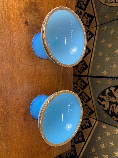 Pair Of Blue Opaline Cups